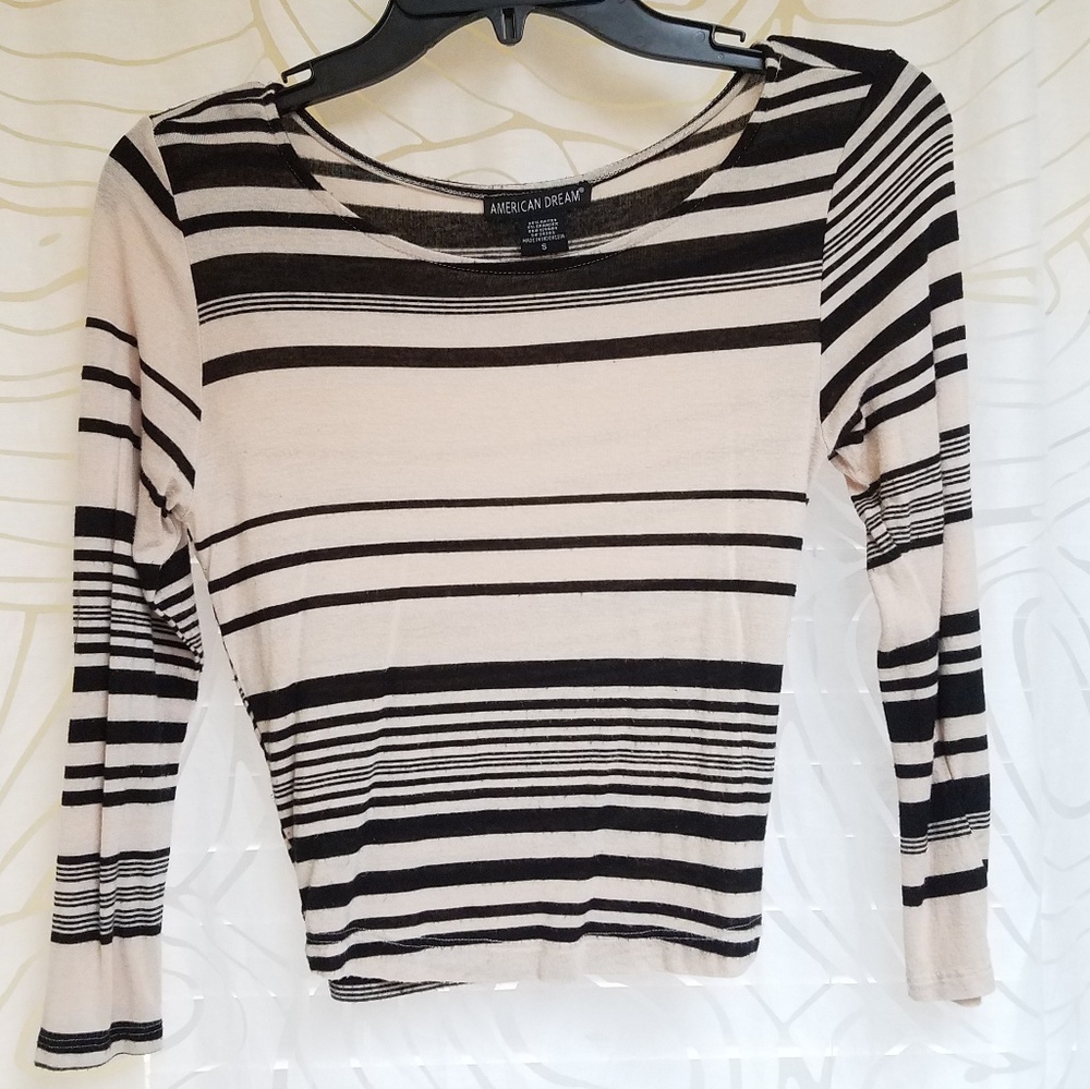 EUC Stripes Long Sleeve Crop Top Shirt